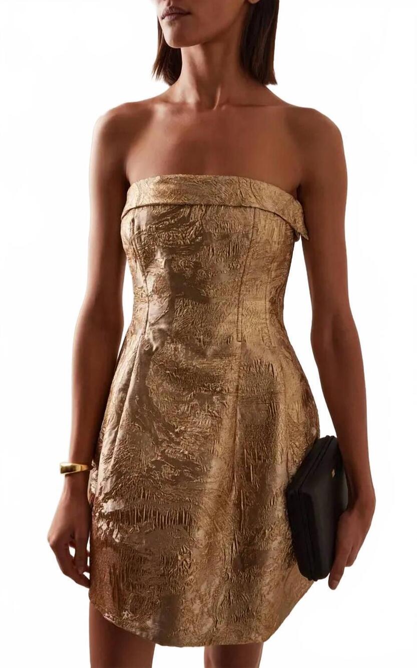 NEW SIMKHAI ariani bustier mini dress in gold